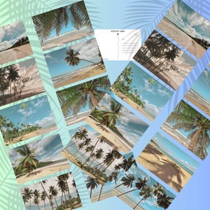 Vintage Beach Postcard Set: Retro Tropical Scenes (6x4 Digital Download)