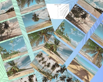 Vintage strandansichtkaartenset: retro tropische taferelen (6 x 4 digitale download)