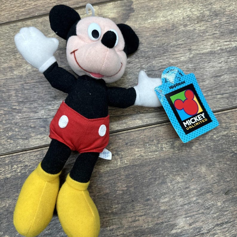Vintage Mickey Mouse Plush Mickey Unlimited Applause Soft Toy with Tags Classic image 1