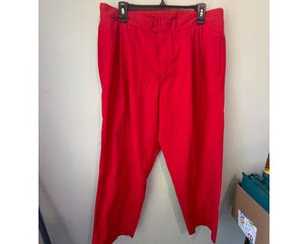 Mark Scot Collection Heren Rode Geplooide Rechte Broek Maat 38