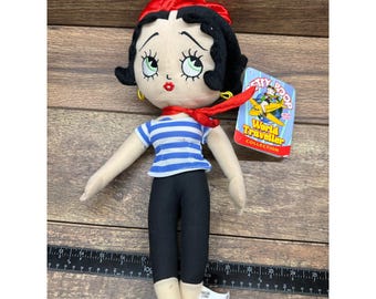 Betty Boop World Traveller Collection Plush Doll Red Beret Striped Shirt