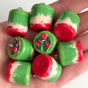 Strawberry Matcha Latte Keychain: Handmade Polymer Clay Charm