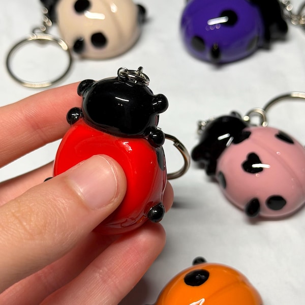 Ladybug Clay Worry Stone | Handmade Anxiety Relief Fidget Toy | Colorful Desk Buddies | Pocket Stone