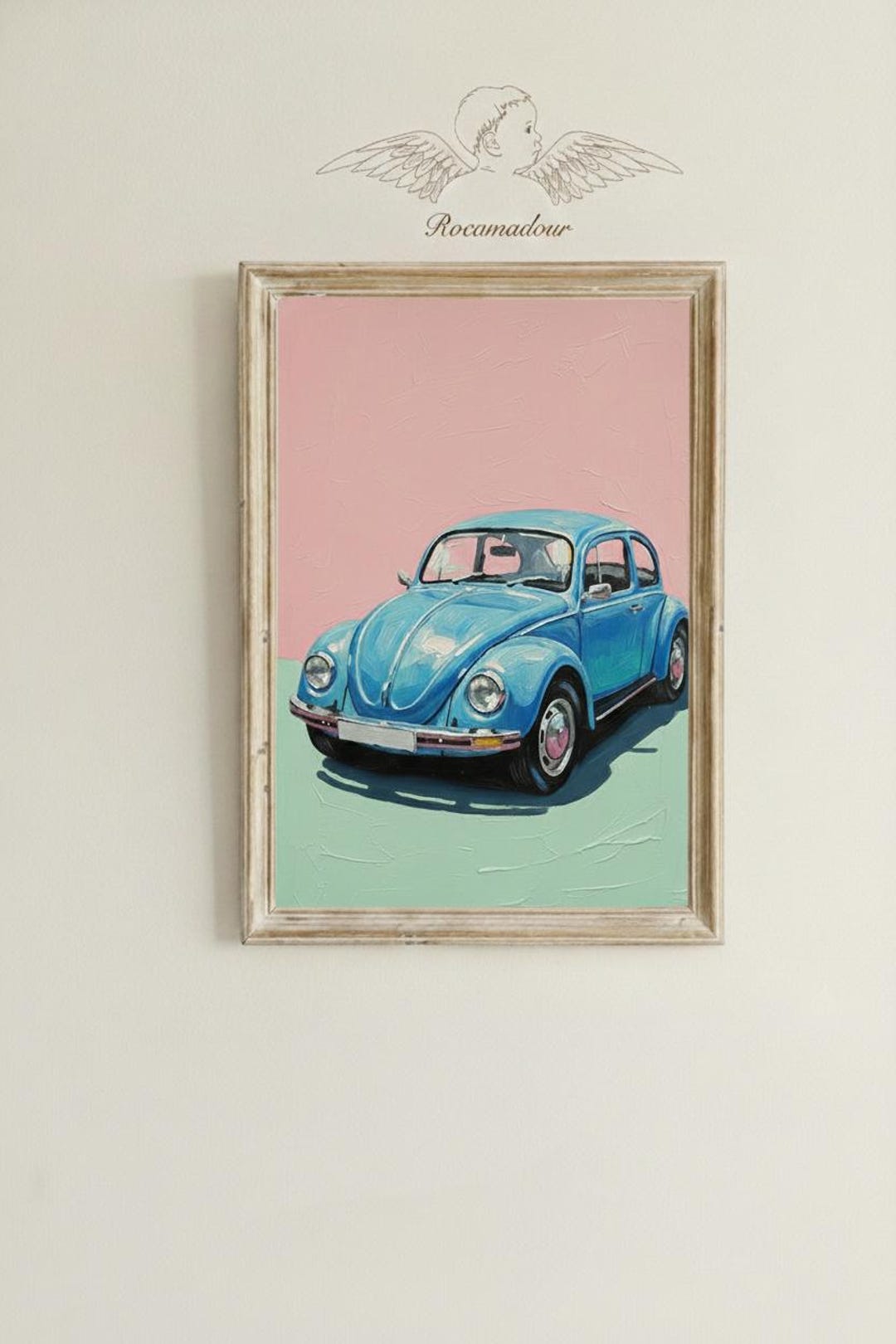 Vintage Blue Beetle Car Art Print | Vintage Blue Beetle Car Art Print ...