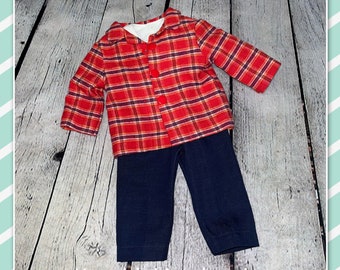 18 inch Doll Clothes - Fashion Doll - Shirt, Top and Pants - White Shirt - Red Flannel Shirt - Jean Pants