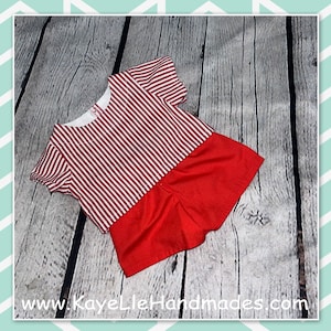 15 inch Baby Doll Clothes - Top and Shorts - Red and White Stripes