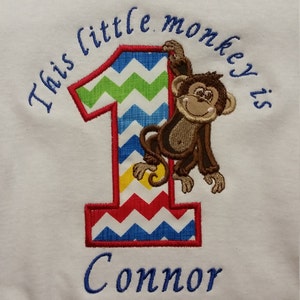 Embroidered Shirt - Birthday Shirt - Custom - Hanging Monkey