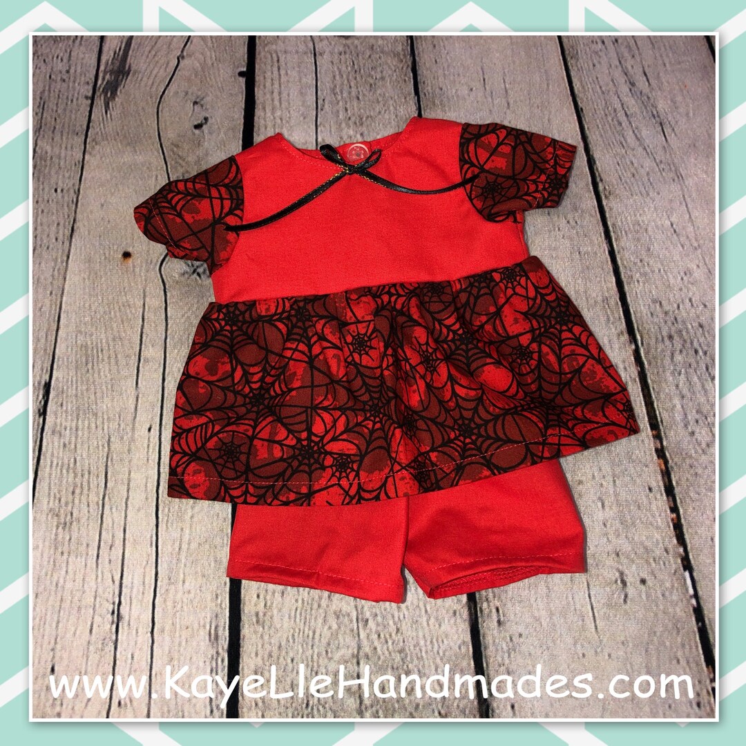 15 Inch Baby Doll Clothes Dress and Pants Red With Black Spiderwebs Etsy