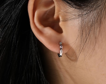 Evil Eye Hoop Earrings, Trendy Evil Eye Tragus Huggie Hoop, Enamel huggie Earrings, Multicolor Clip On Hoop, Perfect Birthday Gift for her