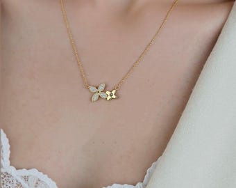 Four Leaf Clover Necklace,Sterling Silver Four Leaf, Good Luck Necklace for Women,Birthday Lucky Necklace Gifts,Summer Necklace Gift for her