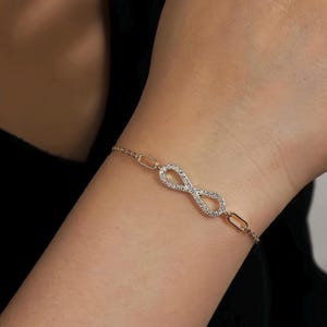 Gold Infinity Bracelet Friendship Bracelet Infinity Jewelry Linked Infinity Bracelet Infinity Symbol Bracelet, August Birthday Gift for her