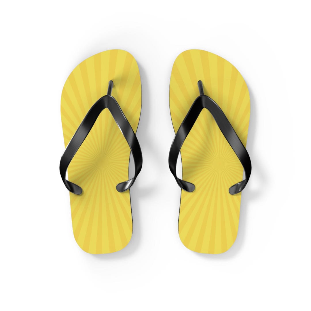 Sunny Yellow Flip Flops - Summer Beach Footwear, Vacation Sandals, Pool ...