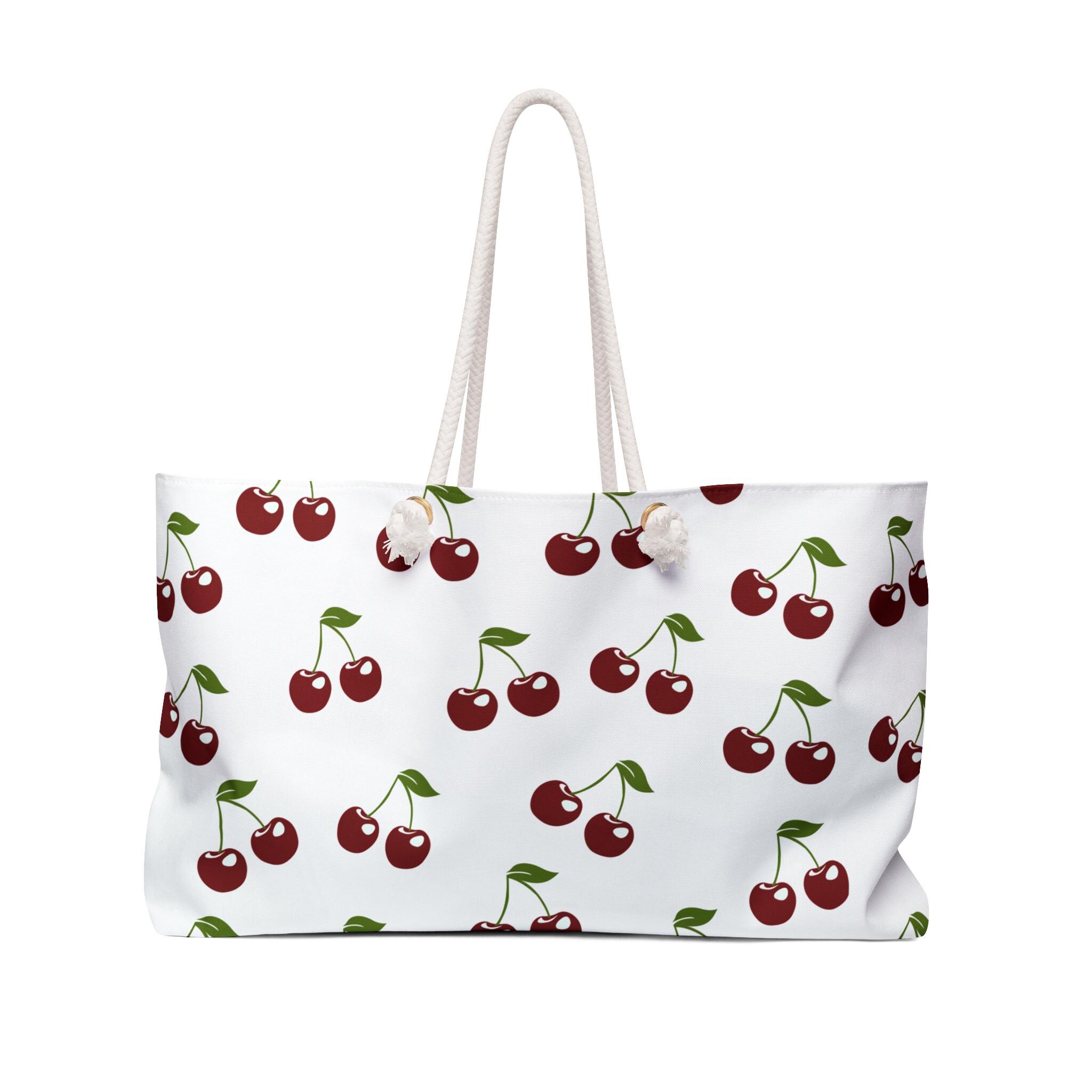 Cherries Design Weekender Bag, Eco-Friendly Tote for Beach and Travel, Stylish Carryall for Summer Vacations, Overnight Bag for Fashionable