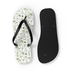 Tropical Palm Flip Flops  Summer Beach Sandals, Vacation Footwear, Poolside Slippers, Gift for Beach Lovers, Summer Essentials