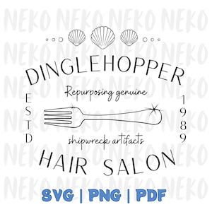 Clip Art Dinglehopper Salon De Coiffure Petite Sirène | PNG, SVG, PDF | Téléchargement numérique