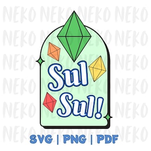 Può includere: Una grafica digitale con il testo "Sul Sul!" in un font giocoso, all'interno di una cornice ad arco verde chiaro. Il design include forme geometriche in verde, arancione, giallo e rosso, con i tipi di file SVG, PNG e PDF.
