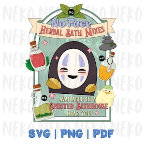 No Face Spirited Bathhouse Anime Clip Art | PNG, SVG, PDF | Digital Download