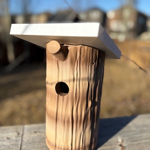 3D gedrucktes Blockhaus Vogelhaus - Einzigartiges Einweihungsgeschenk, rustikale Gartendekoration, niedliches Outdoor-Vogelhaus