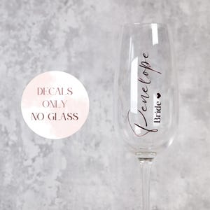 Personalised Champagne Glass decals | luxury foil stickers | wedding decor | hen party ideas | Bridesmaid gift | wedding table decor
