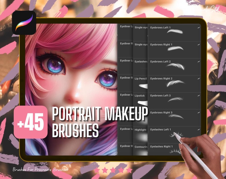 45 Portrait Makeup Brushes for Procreate & Digital Art – Beauty and ...