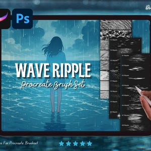 Procreate & Photoshop Wave-penslar: Ocean Ripple, Starlight-effekter