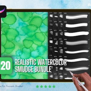 120 Realistic Watercolor Smudge Brushes & Stamps for Procreate – Digital Painting And Texture Brushset