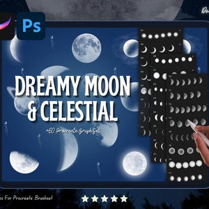 Celestial Brushes for Procreate & Photoshop: Moon, Stars, Planets