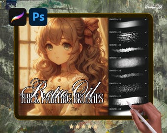 Retro Oil Paint Brushes: Thick Texture for Procreate & Photoshop (Digital Download)