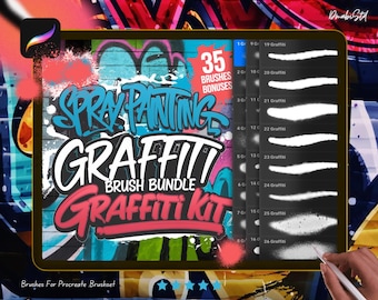 Procreate Spray Paint Graffiti Brush Bundle: Calligraffiti & Tattoo Brushes
