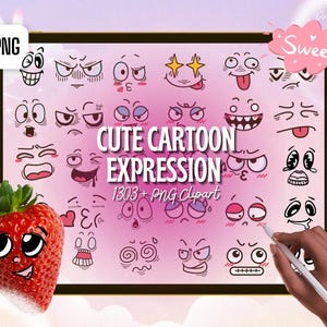 1303+ Cute Cartoon Expression And Photo Symbol PNG Bundle | Kawaii Handbook Decoration & Design Material Pack + Bonus