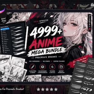 4999+ Anime Procreate-penslar | Mangaillustrationspaket (digital nedladdning)