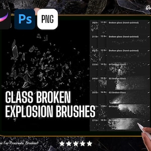 Zerbrochene Glasexplosion und zerbrochene Fragmente Procreate Pinsel | PS & SAI2 Texture Brush Bundle + Bonus