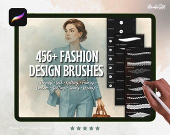 Procreate Fashion Design Brush Set: 465 Fabric, Jewelry & Model Stamps