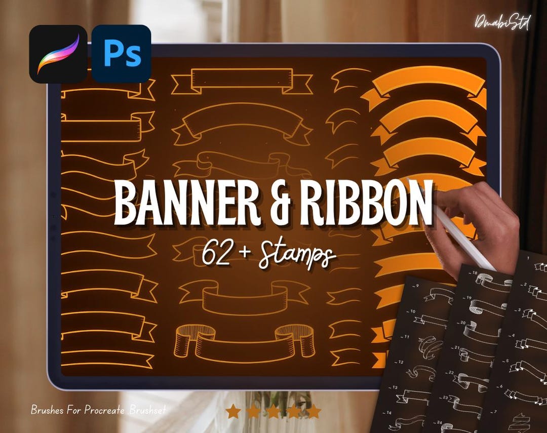 Procreate Label Ribbon Banner Procreate Stamps: Label & Text Box Brush Set (digital ...