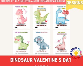 Druckbare Valentinstagskarten Dinosaurier-Klassenzimmer Valentinstagskarten Valentinstag Geschenkanhänger Dino Valentinstag Karten Sofort Download