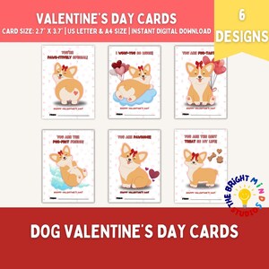Printable Valentine&#39;s Day Cards Dog Classroom Valentine&#39;s Day Cards Kids, Valentine&#39;s Day Gift Tags Dog Valentine&#39;s Cards Instant Download