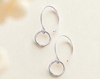 Minimalist Double Hoop Earrings, Sterling Silver Hoop Dangle Earrings, Geometric Jewelry, Lightweight Hoops, Gold Filled Too