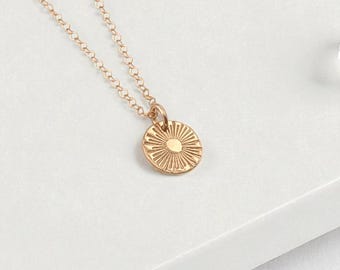 Tiny Sun Necklace 14k Gold Filled, Dainty Gold Sunshine Necklace, Sun Charm Necklace, Sun Pendant, Minimalist Jewelry for Women, Mothers Day