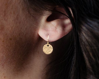Tiny Gold Earrings, Hammered Gold Earrings, Gold Filled Minimal Earrings, Everyday Dainty Earrings, Smooth or Hammered Discs