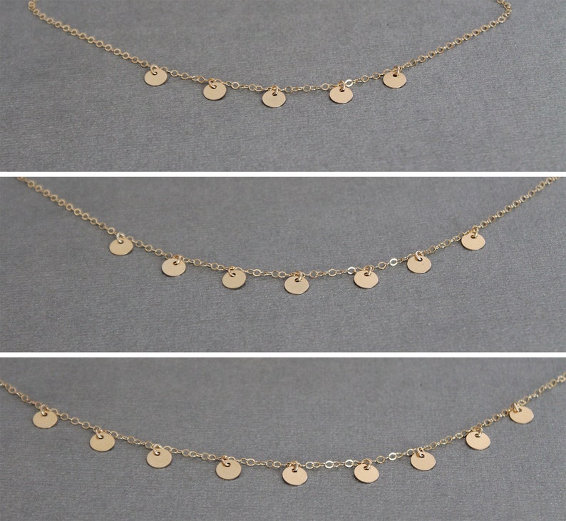Simple Gold Filled Choker Dainty Choker Necklace Delicate Gold Choker Tiny Dot Charms Multi Disc Necklace Dainty Chain