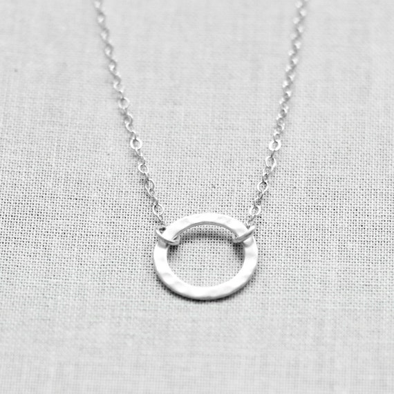 Sterling Silver Karma Necklace Hammered Circle Necklace Etsy