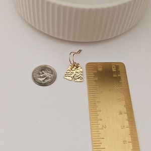 Tiny Gold Filled Earrings, Dainty Hammered Geometric Minimalist Earrings, 14k Gold Filled Dangle Drop Earrings image 4
