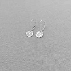 Tiny Disc Earrings, Tiny Sterling Silver Earrings, Tiny Hammered, Small Circle, Round Smooth or Hammered Earrings image 3