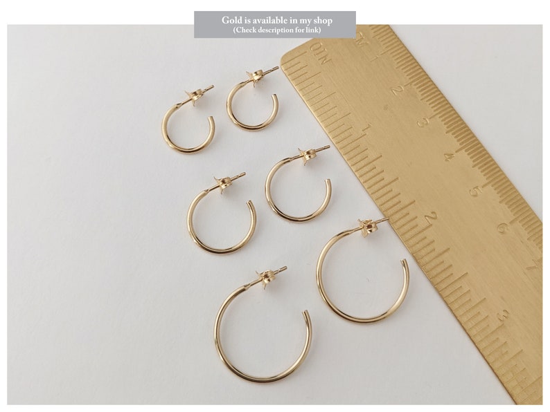 Silver Hoop Earrings Small, Simple Silver Hoops, Minimalist Earrings, Mini Hoops with Clutches in Sterling Silver image 6