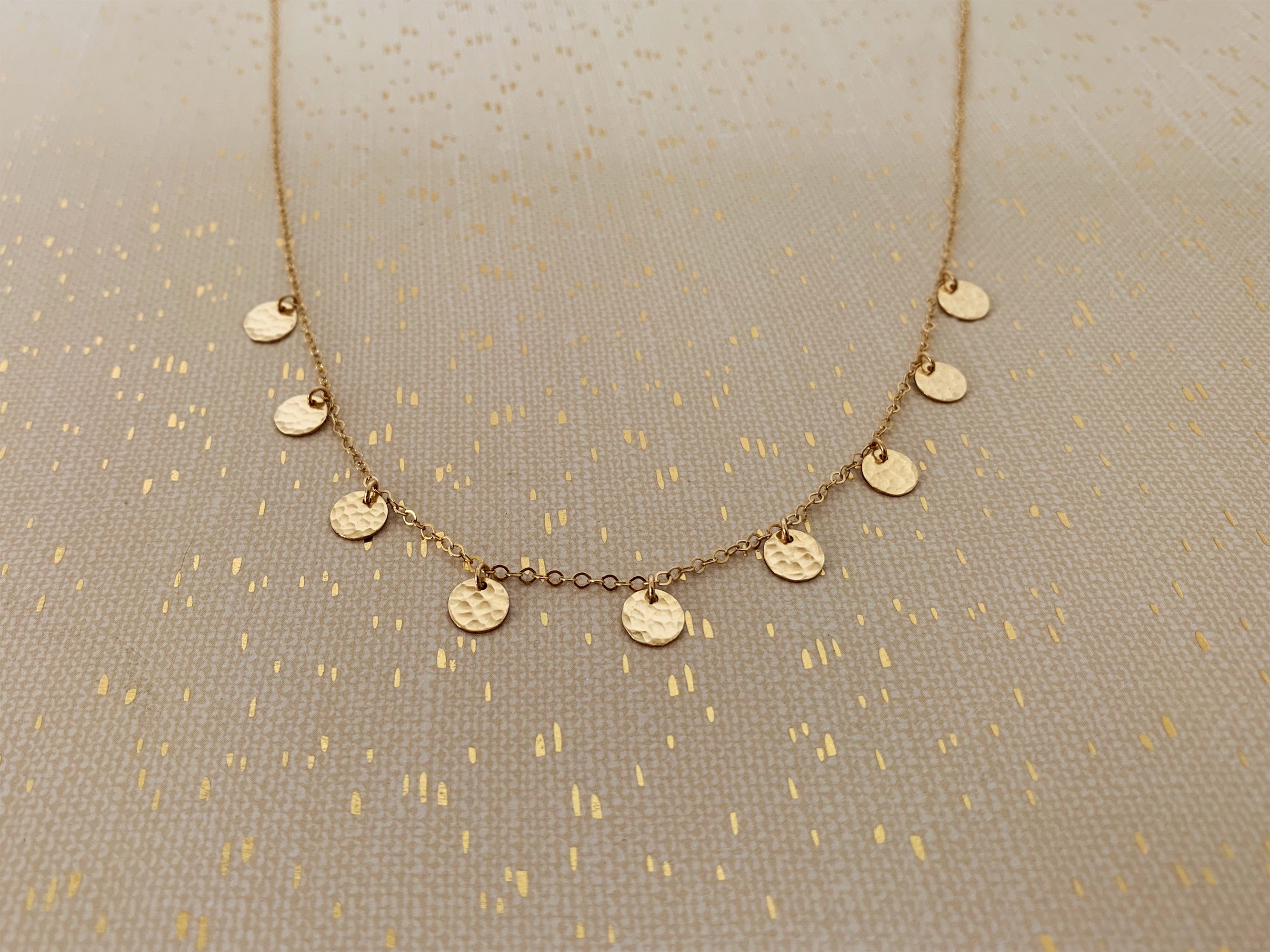 Hammered Gold Discs Necklace Dainty Multi Disc Choker - Etsy