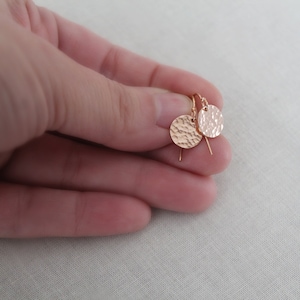 Tiny Gold Earrings, Hammered Gold Earrings, Gold Filled Minimal Earrings, Everyday Dainty Earrings, Smooth or Hammered Discs image 4