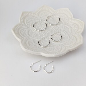 Small Hoop Earrings, Tiny Hoops with Clutches, Minimalist Hoop Earrings in Sterling Silver & Gold Filled image 3