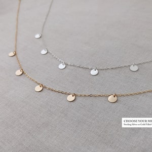Ava Riley Dainty Disc Choker Necklace – 14K Gold Plated Layered Circle Pendant For Women – Hypoallergenic, 15" + 2" Extender - View #8