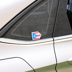 Puerto Rican Flag Car Sticker, Resin 3D Decal 2.36in, Single Piece, Patriotic Vehicle Mod