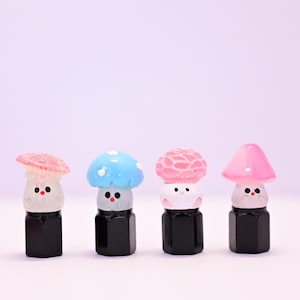 4-Pack Handmade Mushroom Tire Valve Stem Caps, Colorful Car & Bike Accessory, Unique Driver Gift, Cute Auto Decor, Novelty Wheel Accent